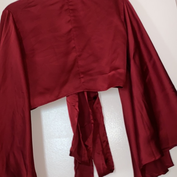 Satin Effect Cross Tie Blouse - Picture 8 of 9